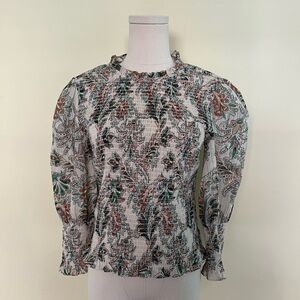 Veronica Beard green floral blouse size small